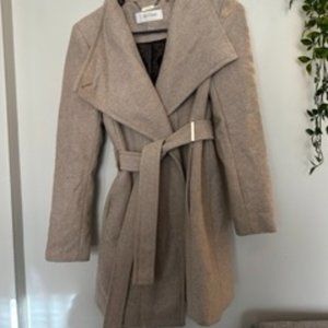 Calvin Klein Wrap Belted Wool Coat